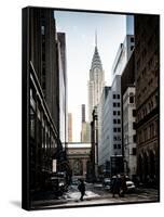 Urban Scene in Winter at Grand Central Terminal in New York City with the Chrysler Building-Philippe Hugonnard-Framed Stretched Canvas