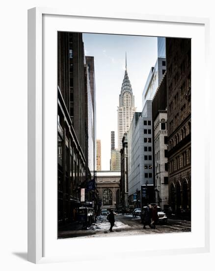 Urban Scene in Winter at Grand Central Terminal in New York City with the Chrysler Building-Philippe Hugonnard-Framed Photographic Print