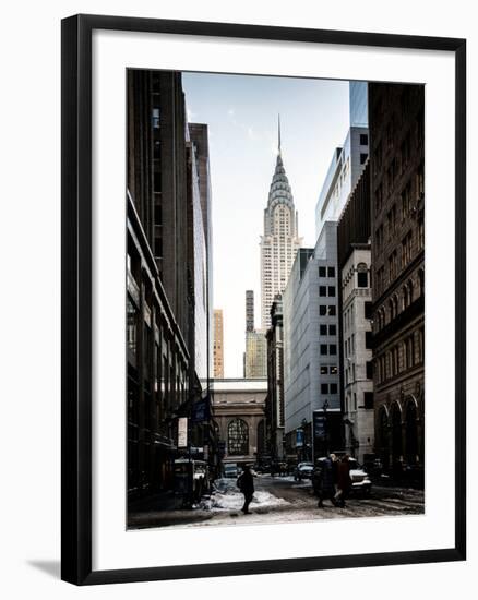 Urban Scene in Winter at Grand Central Terminal in New York City with the Chrysler Building-Philippe Hugonnard-Framed Photographic Print