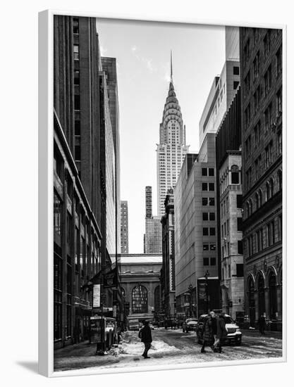 Urban Scene in Winter at Grand Central Terminal in New York City with the Chrysler Building-Philippe Hugonnard-Framed Photographic Print