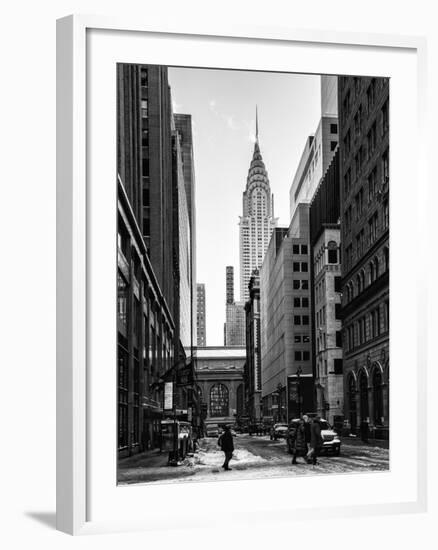 Urban Scene in Winter at Grand Central Terminal in New York City with the Chrysler Building-Philippe Hugonnard-Framed Photographic Print