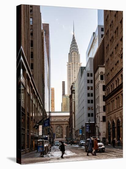 Urban Scene in Winter at Grand Central Terminal in New York City with the Chrysler Building-Philippe Hugonnard-Stretched Canvas