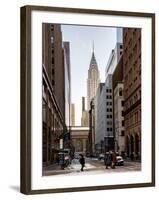 Urban Scene in Winter at Grand Central Terminal in New York City with the Chrysler Building-Philippe Hugonnard-Framed Photographic Print