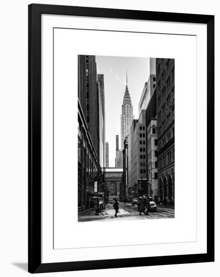 Urban Scene in Winter at Grand Central Terminal in New York City with the Chrysler Building-Philippe Hugonnard-Framed Art Print