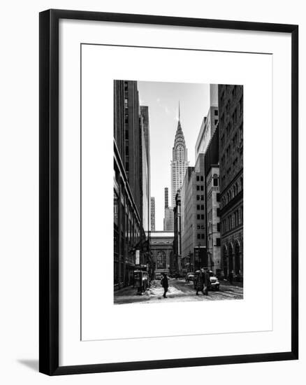 Urban Scene in Winter at Grand Central Terminal in New York City with the Chrysler Building-Philippe Hugonnard-Framed Art Print