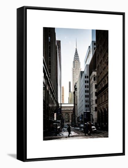 Urban Scene in Winter at Grand Central Terminal in New York City with the Chrysler Building-Philippe Hugonnard-Framed Stretched Canvas