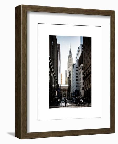 Urban Scene in Winter at Grand Central Terminal in New York City with the Chrysler Building-Philippe Hugonnard-Framed Art Print