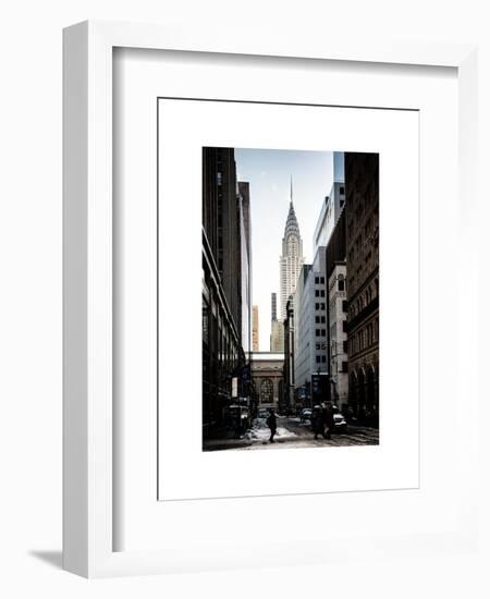 Urban Scene in Winter at Grand Central Terminal in New York City with the Chrysler Building-Philippe Hugonnard-Framed Art Print