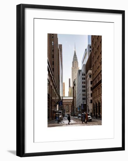 Urban Scene in Winter at Grand Central Terminal in New York City with the Chrysler Building-Philippe Hugonnard-Framed Art Print