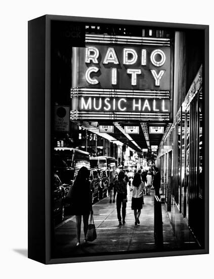 Urban Scene, Radio City Music Hall by Night, Manhattan, Times Square, New York, Classic-Philippe Hugonnard-Framed Stretched Canvas