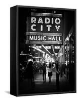 Urban Scene, Radio City Music Hall by Night, Manhattan, Times Square, New York, White Frame-Philippe Hugonnard-Framed Stretched Canvas