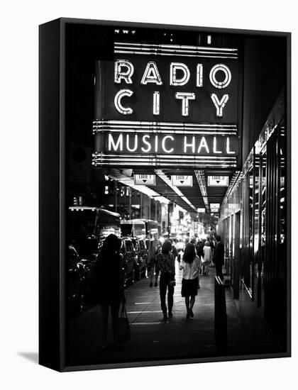 Urban Scene, Radio City Music Hall by Night, Manhattan, Times Square, New York, White Frame-Philippe Hugonnard-Framed Stretched Canvas