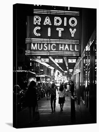 Urban Scene, Radio City Music Hall by Night, Manhattan, Times Square, New York, White Frame-Philippe Hugonnard-Stretched Canvas