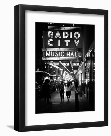 Urban Scene, Radio City Music Hall by Night, Manhattan, Times Square, New York, White Frame-Philippe Hugonnard-Framed Premium Photographic Print