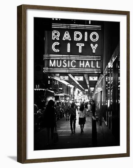 Urban Scene, Radio City Music Hall by Night, Manhattan, Times Square, New York, White Frame-Philippe Hugonnard-Framed Premium Photographic Print