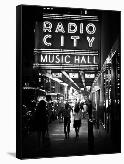 Urban Scene, Radio City Music Hall by Night, Manhattan, Times Square, New York, White Frame-Philippe Hugonnard-Framed Stretched Canvas