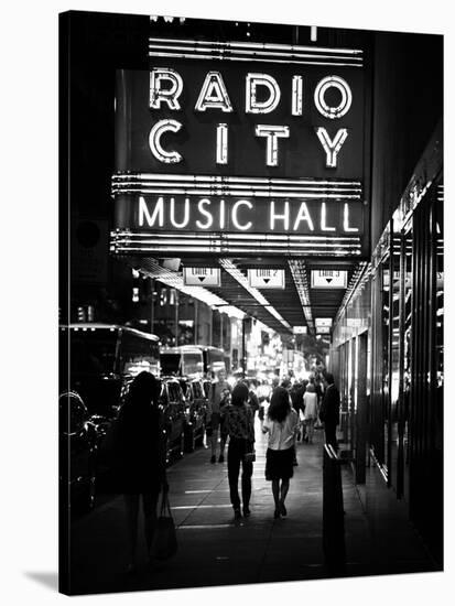 Urban Scene, Radio City Music Hall by Night, Manhattan, Times Square, New York, White Frame-Philippe Hugonnard-Stretched Canvas