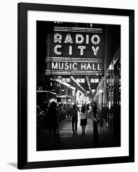 Urban Scene, Radio City Music Hall by Night, Manhattan, Times Square, New York, White Frame-Philippe Hugonnard-Framed Photographic Print