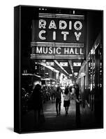 Urban Scene, Radio City Music Hall by Night, Manhattan, Times Square, New York, White Frame-Philippe Hugonnard-Framed Stretched Canvas