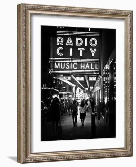 Urban Scene, Radio City Music Hall by Night, Manhattan, Times Square, New York, White Frame-Philippe Hugonnard-Framed Photographic Print