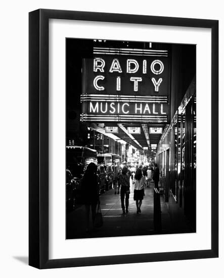 Urban Scene, Radio City Music Hall by Night, Manhattan, Times Square, New York, White Frame-Philippe Hugonnard-Framed Photographic Print