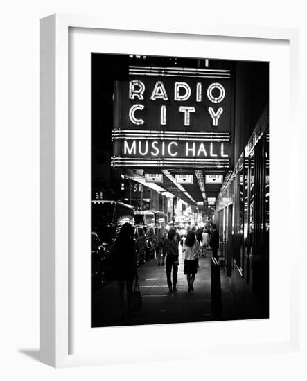 Urban Scene, Radio City Music Hall by Night, Manhattan, Times Square, New York, White Frame-Philippe Hugonnard-Framed Photographic Print