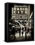 Urban Scene, Radio City Music Hall by Night, Manhattan, Times Square, New York, White Frame-Philippe Hugonnard-Framed Stretched Canvas