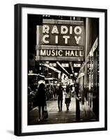 Urban Scene, Radio City Music Hall by Night, Manhattan, Times Square, New York, White Frame-Philippe Hugonnard-Framed Premium Photographic Print