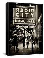 Urban Scene, Radio City Music Hall by Night, Manhattan, Times Square, New York, White Frame-Philippe Hugonnard-Framed Stretched Canvas