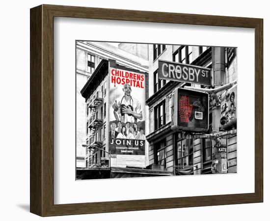 Urban Scene, Wall Advertising "Childrens Hospital", Crosby Street, Broadway, Manhattan, NYC Colors-Philippe Hugonnard-Framed Photographic Print