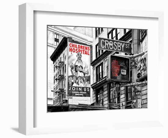 Urban Scene, Wall Advertising "Childrens Hospital", Crosby Street, Broadway, Manhattan, NYC Colors-Philippe Hugonnard-Framed Photographic Print