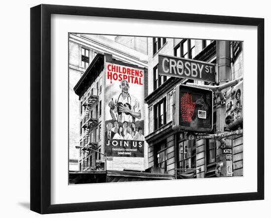 Urban Scene, Wall Advertising "Childrens Hospital", Crosby Street, Broadway, Manhattan, NYC Colors-Philippe Hugonnard-Framed Premium Photographic Print