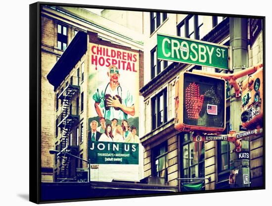 Urban Scene, Wall Advertising "Childrens Hospital", Crosby Street, Broadway, Manhattan, NYC-Philippe Hugonnard-Framed Stretched Canvas
