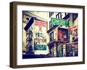 Urban Scene, Wall Advertising "Childrens Hospital", Crosby Street, Broadway, Manhattan, NYC-Philippe Hugonnard-Framed Premium Photographic Print