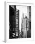 Urban Scene with Chrysler Building, Times Square, Manhattan, New York, Black and White Photography-Philippe Hugonnard-Framed Photographic Print