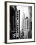 Urban Scene with Chrysler Building, Times Square, Manhattan, New York, Black and White Photography-Philippe Hugonnard-Framed Photographic Print