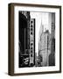 Urban Scene with Chrysler Building, Times Square, Manhattan, New York, Black and White Photography-Philippe Hugonnard-Framed Photographic Print