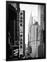 Urban Scene with Chrysler Building, Times Square, Manhattan, New York, Black and White Photography-Philippe Hugonnard-Framed Photographic Print