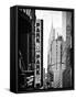 Urban Scene with Chrysler Building, Times Square, Manhattan, New York, Black and White Photography-Philippe Hugonnard-Framed Stretched Canvas