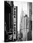 Urban Scene with Chrysler Building, Times Square, Manhattan, New York, Black and White Photography-Philippe Hugonnard-Stretched Canvas