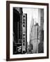 Urban Scene with Chrysler Building, Times Square, Manhattan, New York, Black and White Photography-Philippe Hugonnard-Framed Photographic Print