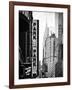 Urban Scene with Chrysler Building, Times Square, Manhattan, New York, Black and White Photography-Philippe Hugonnard-Framed Photographic Print