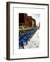 Urban Scene with NYC Citibike in the Snow in Winter-Philippe Hugonnard-Framed Art Print