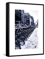 Urban Scene with NYC Citibike in the Snow in Winter-Philippe Hugonnard-Framed Stretched Canvas