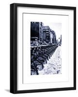 Urban Scene with NYC Citibike in the Snow in Winter-Philippe Hugonnard-Framed Art Print