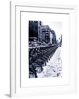 Urban Scene with NYC Citibike in the Snow in Winter-Philippe Hugonnard-Framed Art Print