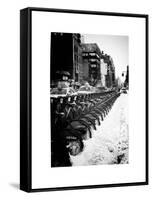 Urban Scene with NYC Citibike in the Snow in Winter-Philippe Hugonnard-Framed Stretched Canvas