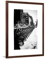 Urban Scene with NYC Citibike in the Snow in Winter-Philippe Hugonnard-Framed Art Print