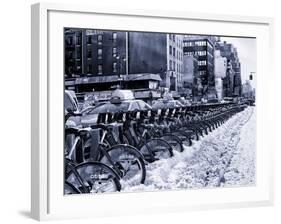 Urban Scene with NYC Citibike in Winter-Philippe Hugonnard-Framed Photographic Print