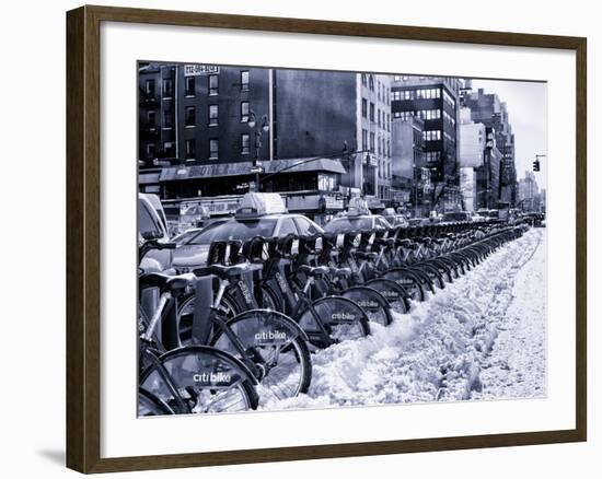 Urban Scene with NYC Citibike in Winter-Philippe Hugonnard-Framed Photographic Print